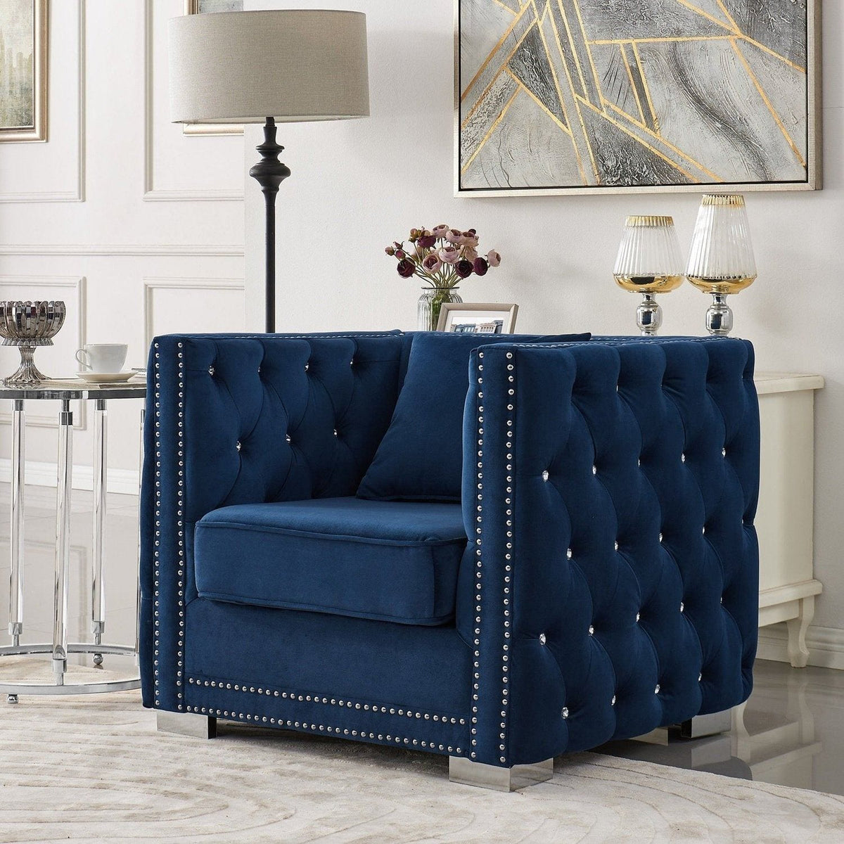 Club Chic Christophe Chair Iconic Tufted Home Velvet Arm Shelter Design – Home