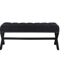 Iconic Home Dalit Tufted Linen Bench X-Frame 