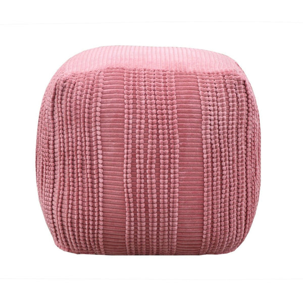 Iconic Home Dinesh Woven Cotton Square Ottoman Pouf 