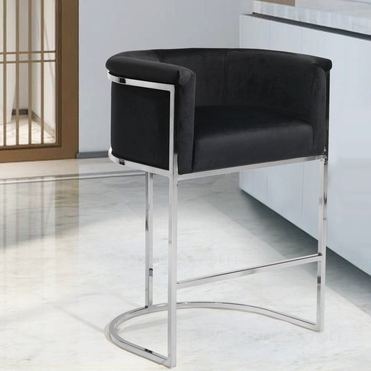 Finley Velvet Counter Stool Chair Chrome Base