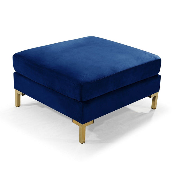 Iconic Home Girardi Velvet Square Ottoman Navy