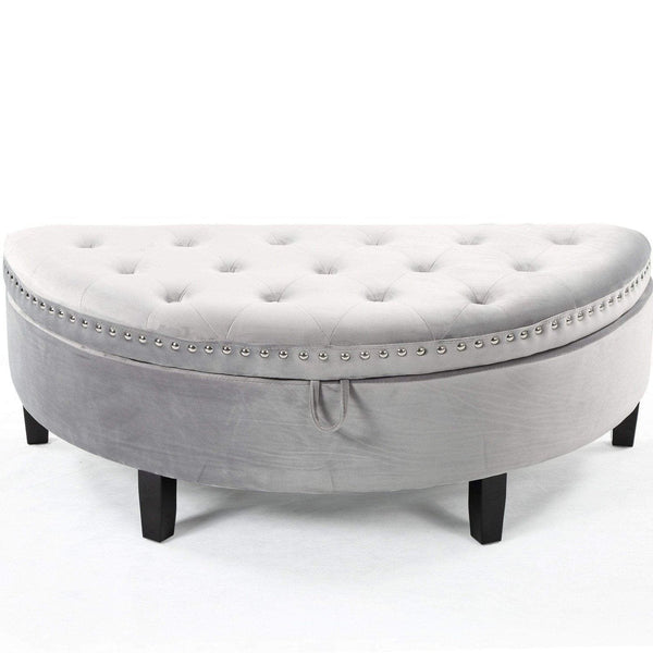 Iconic Home Jacqueline Velvet Storage Ottoman 