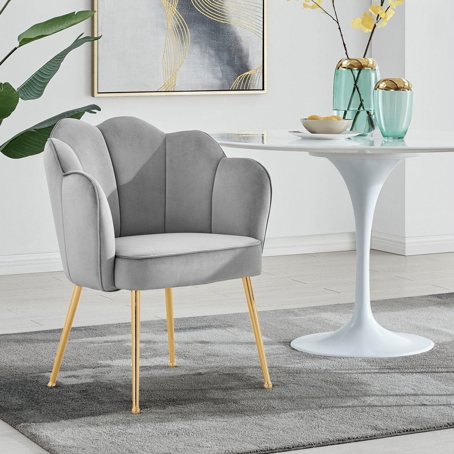 Grey scallop chair silver legs new arrivals