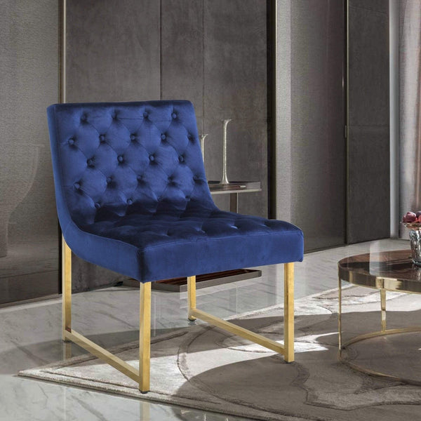 Iconic Home Moriah Tufted Velvet Accent Chair Navy