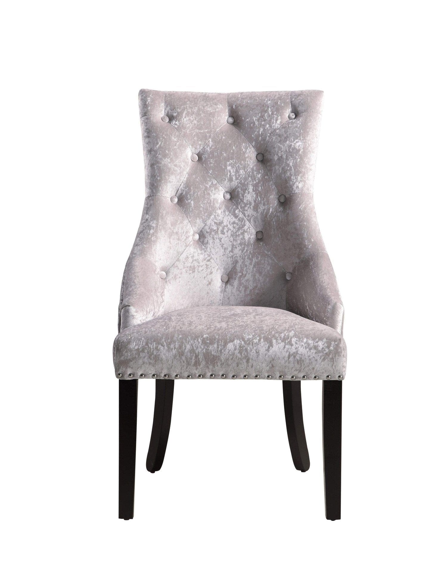 Grey velvet button back best sale dining chairs