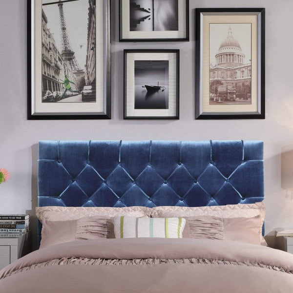 Iconic Home Rivka Tufted Velvet Headboard For Bed Navy