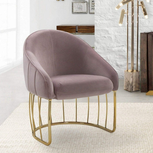 Iconic Home Teatro Velvet Accent Chair Gold Base Blush