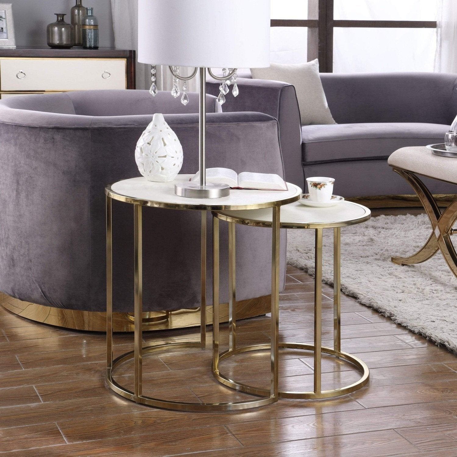 Marble gold nesting online tables